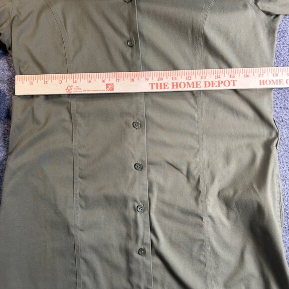 Alex Marie Sz 12 Olive Green Roll Tab Collared Button‎ Sleeves Shirt Dress - Picture 8 of 12